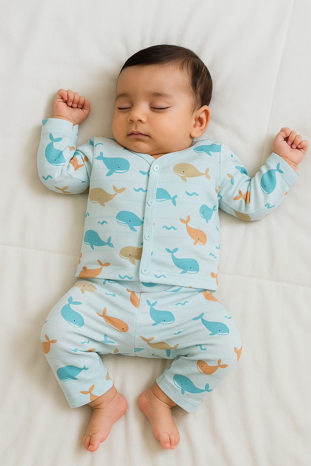 New Born Top & Bottom Wear INFANT NIGHT SUIT Muslin Jabla set